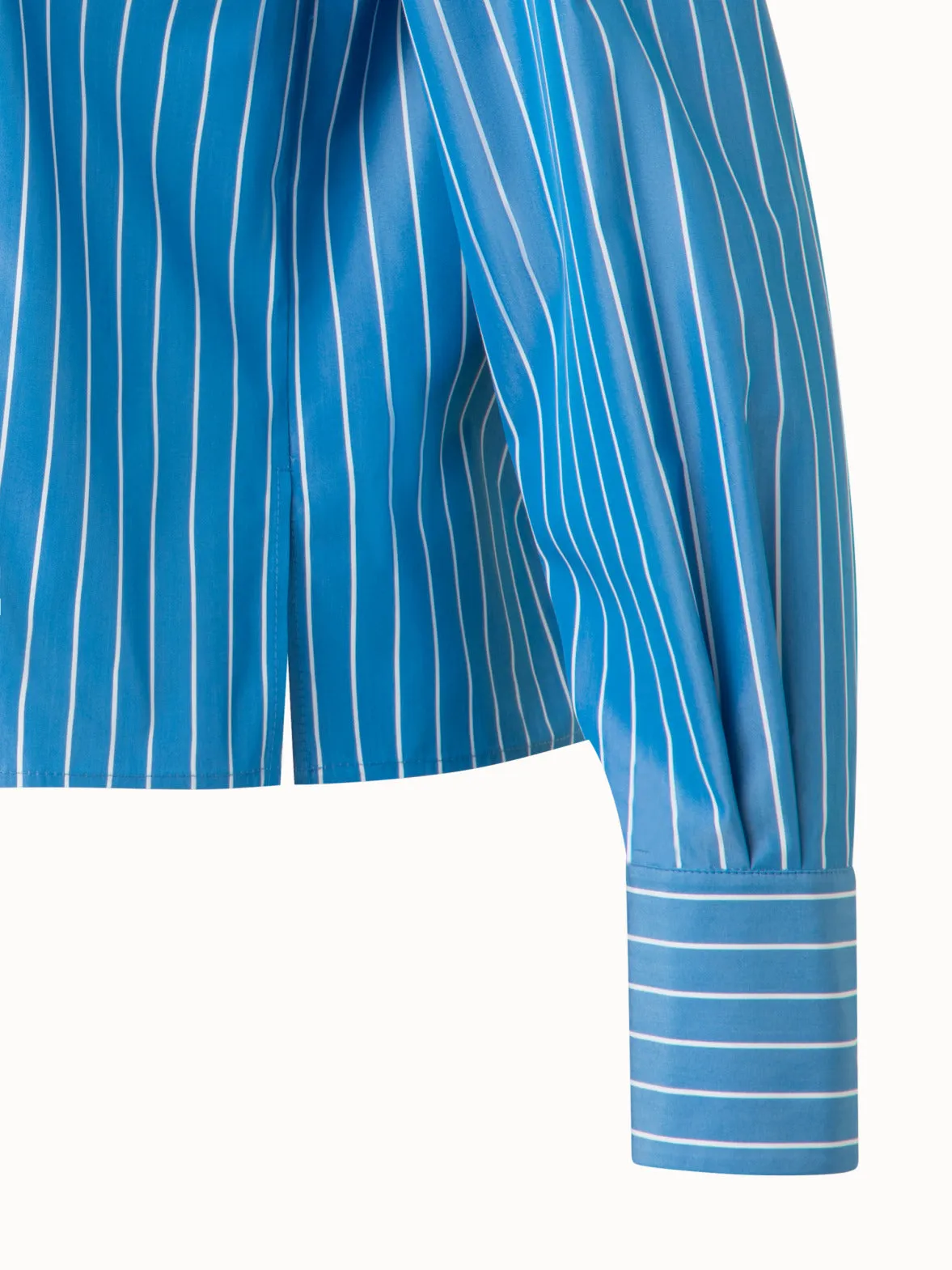 Boxy Blouse in Striped Cotton with Mesh Tape