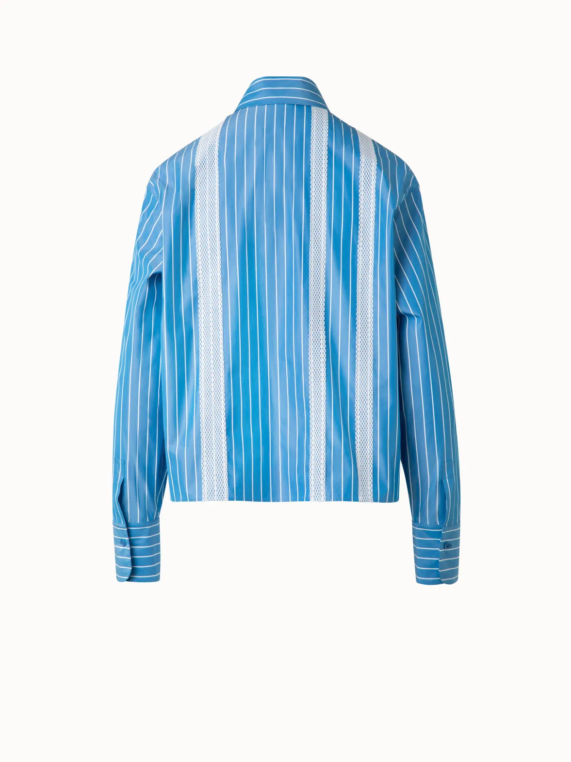 Boxy Blouse in Striped Cotton with Mesh Tape