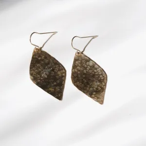 Brass Diamond Drop Hammered Earrings