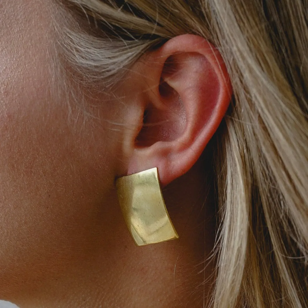 Brass Rectangle Stud Earrings