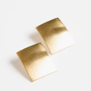 Brass Rectangle Stud Earrings