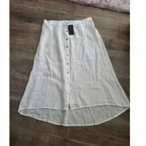 Bryn Walker White Cinzia Linen Button Down Hi Lo Maxi Skirt 2X NEW Lagenlook