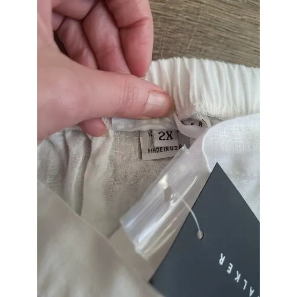 Bryn Walker White Cinzia Linen Button Down Hi Lo Maxi Skirt 2X NEW Lagenlook
