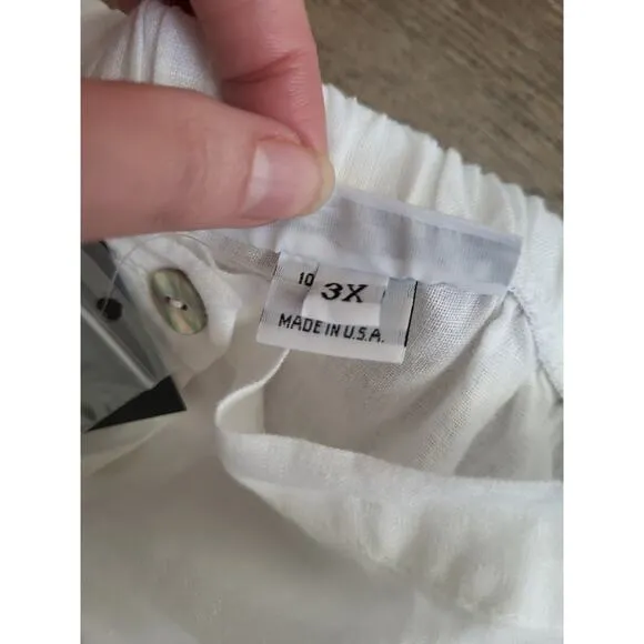 Bryn Walker White Cinzia Linen Button Down Hi Lo Maxi Skirt 3X NEW Lagenlook