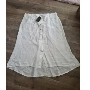 Bryn Walker White Cinzia Linen Button Down Hi Lo Maxi Skirt 3X NEW Lagenlook