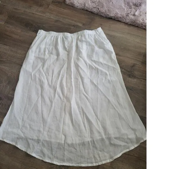 Bryn Walker White Cinzia Linen Button Down Hi Lo Maxi Skirt 3X NEW Lagenlook