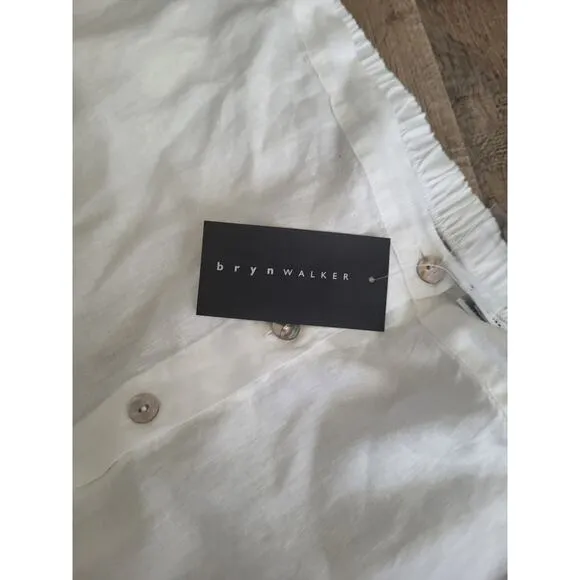 Bryn Walker White Cinzia Linen Button Down Hi Lo Maxi Skirt 3X NEW Lagenlook