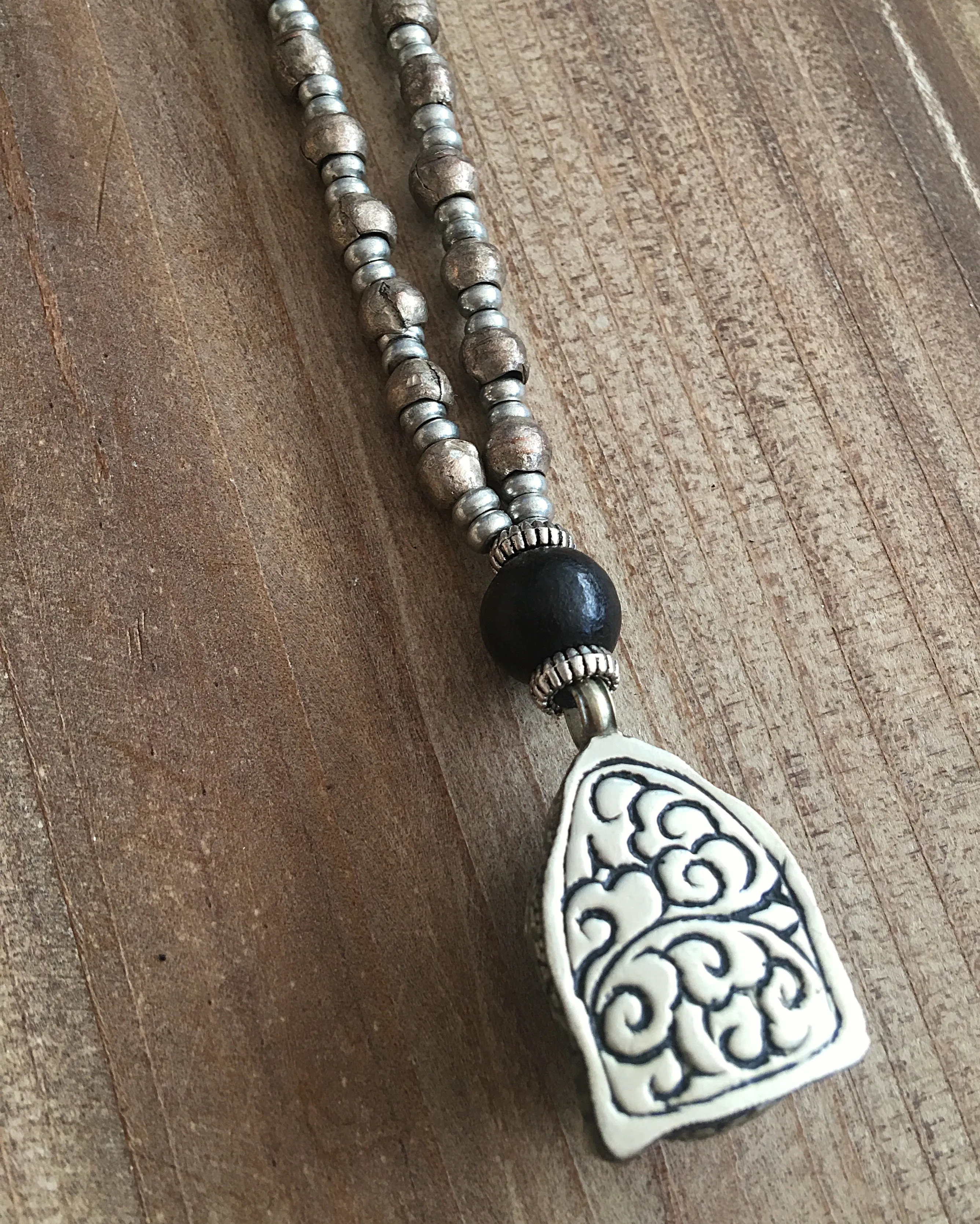 Buddha on Silver Beaded Adjustable Chain