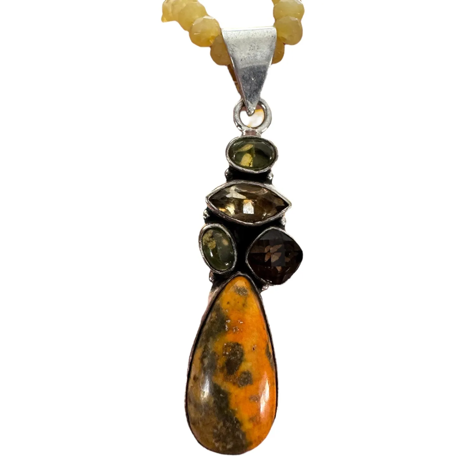 Bumblebee Jasper Solid 925 Sterling Silver Pendant Necklace