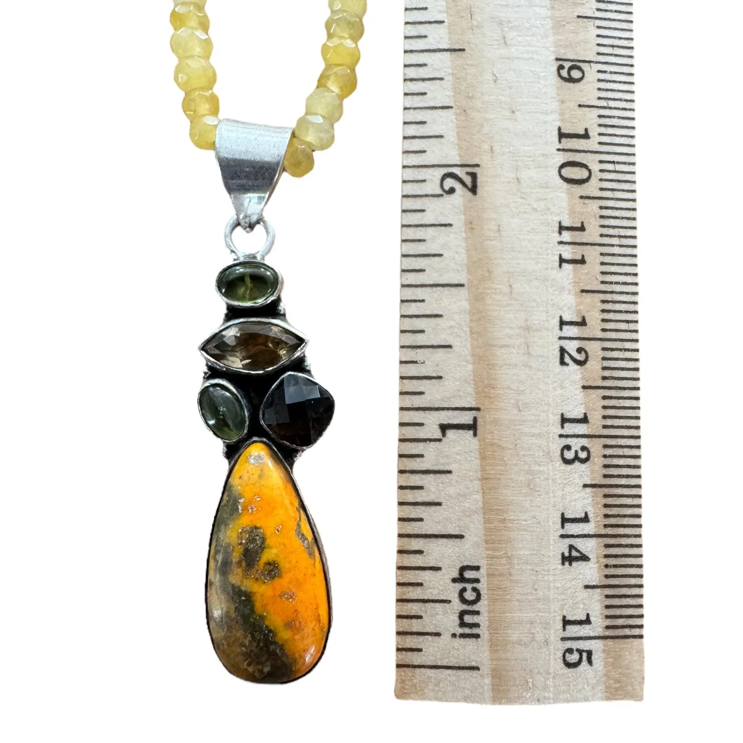 Bumblebee Jasper Solid 925 Sterling Silver Pendant Necklace