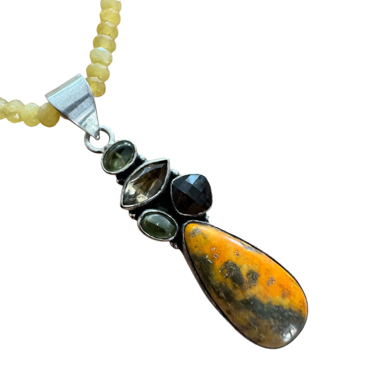 Bumblebee Jasper Solid 925 Sterling Silver Pendant Necklace