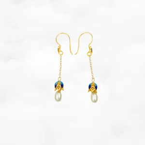 Butterfly and Flower Enamel Pearl Earrings