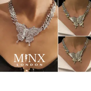 Butterfly Necklace | Butterfly Pendant | Womens Iced Out Chain | Womens Cuban Chain | Diamond Butterfly Necklace | Womens Diamond Necklace