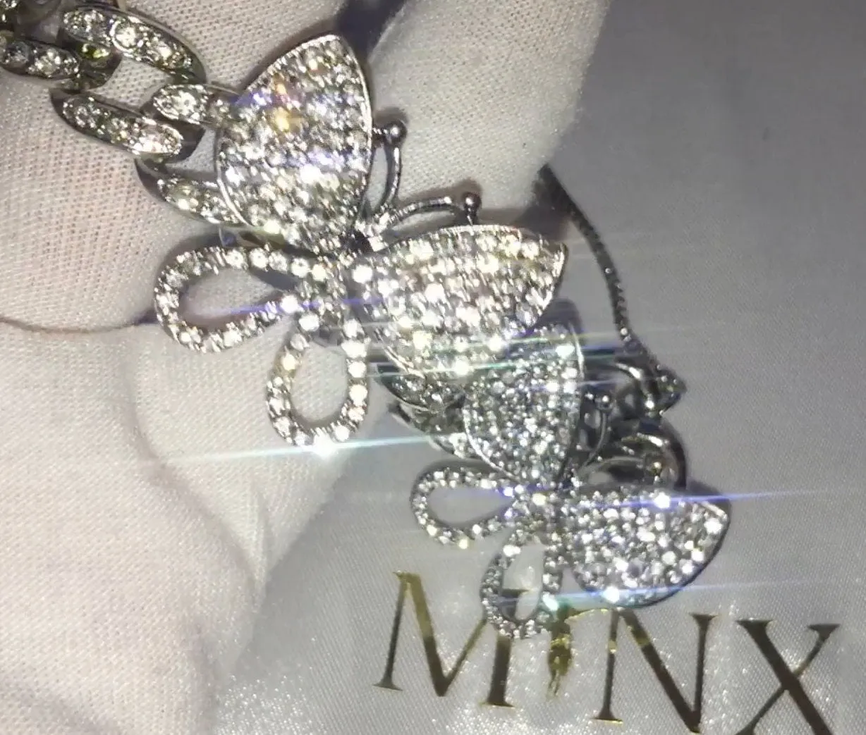 Butterfly Necklace | Butterfly Pendant | Womens Iced Out Chain | Womens Cuban Chain | Womens Curb Necklace | Womens Diamond Necklace