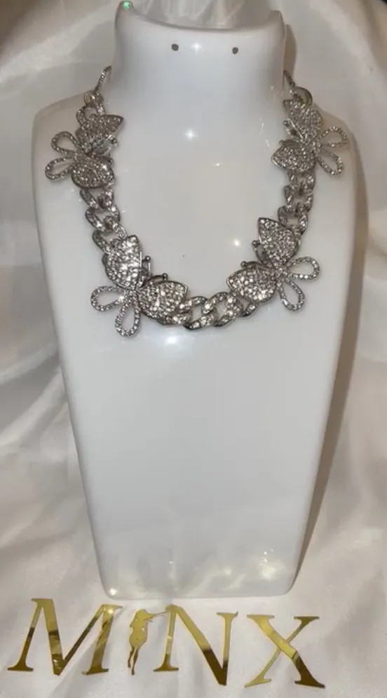 Butterfly Necklace | Butterfly Pendant | Womens Iced Out Chain | Womens Cuban Chain | Womens Curb Necklace | Womens Diamond Necklace