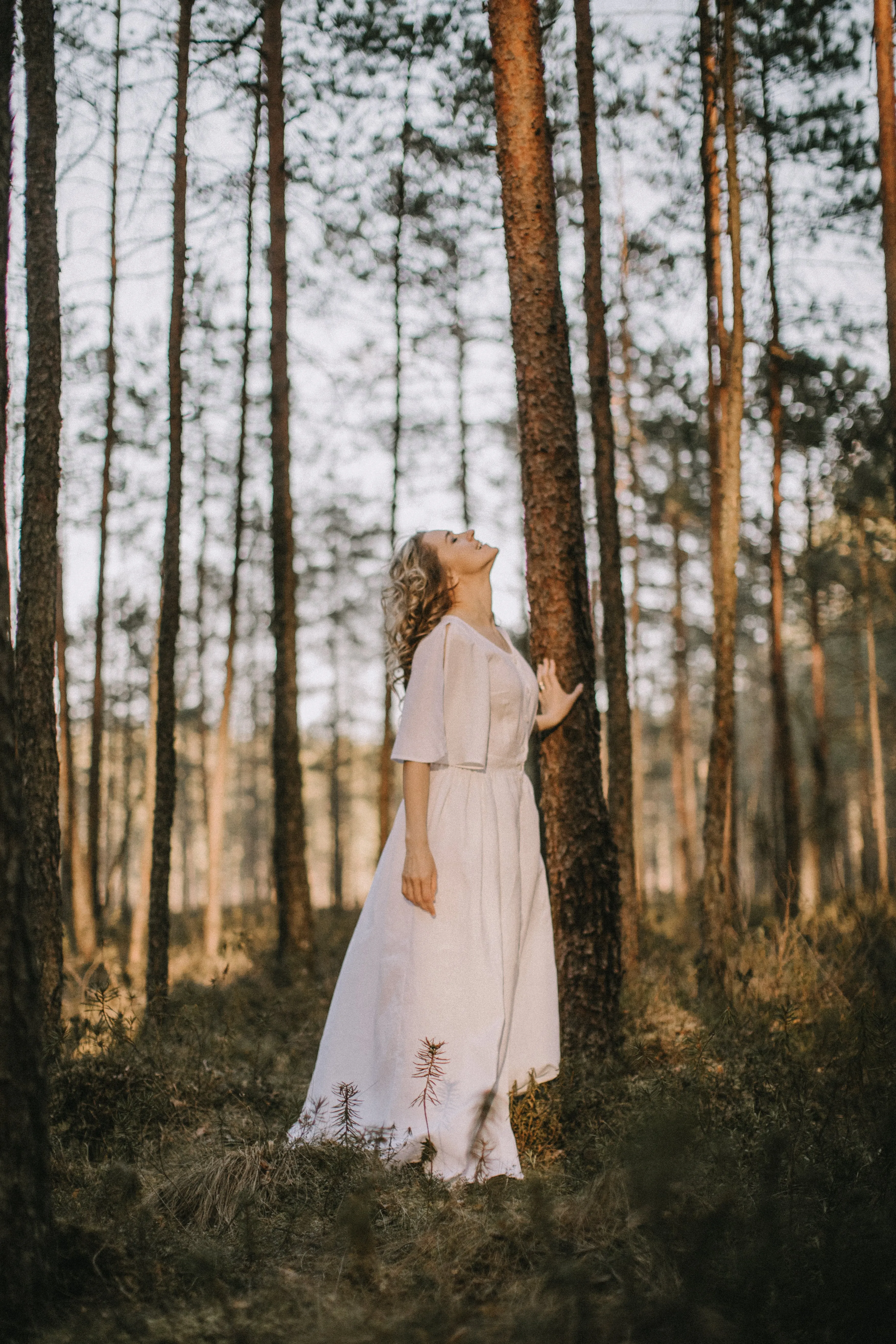 Butterfly Sleeves Linen Bohemian Wedding Dress