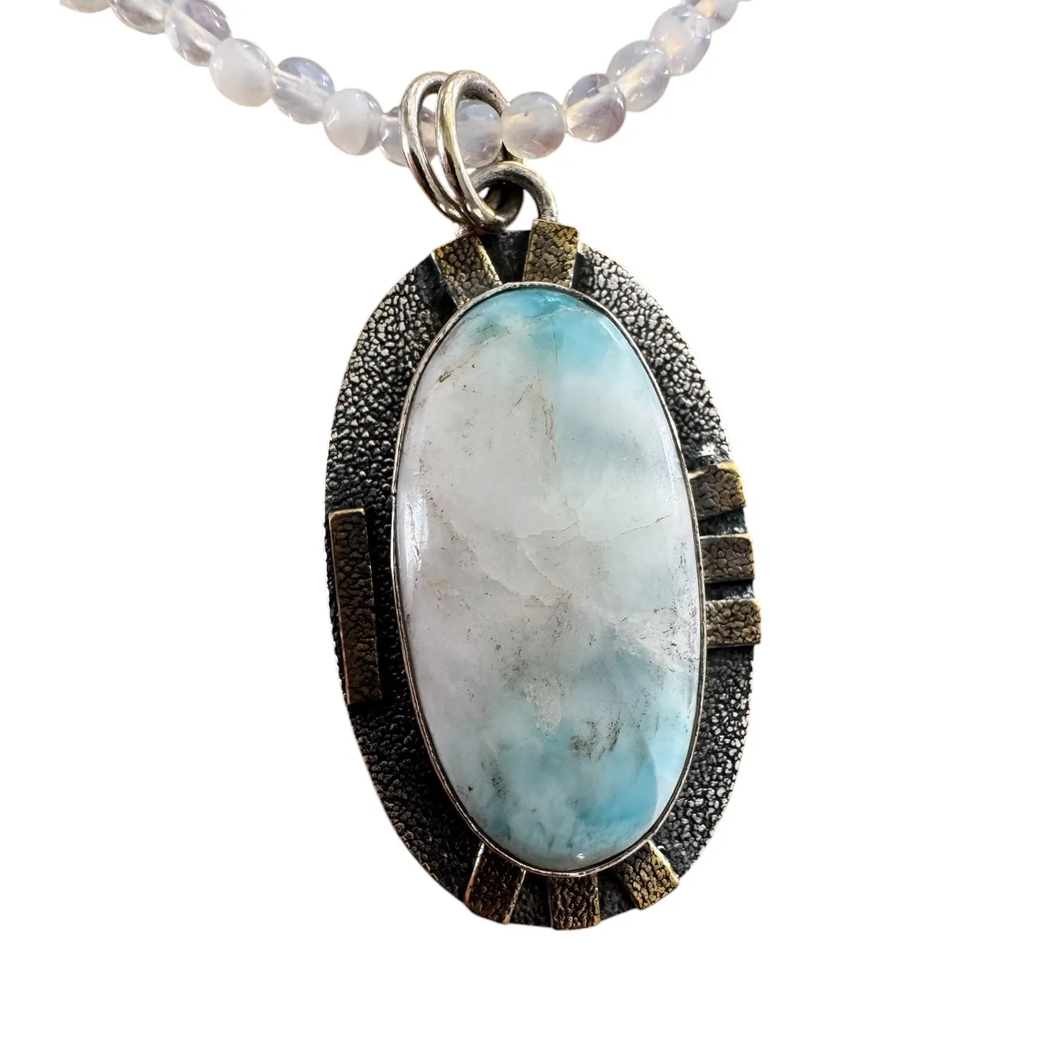 Caribbean Larimar Solid 925 Sterling Silver Pendant Necklace