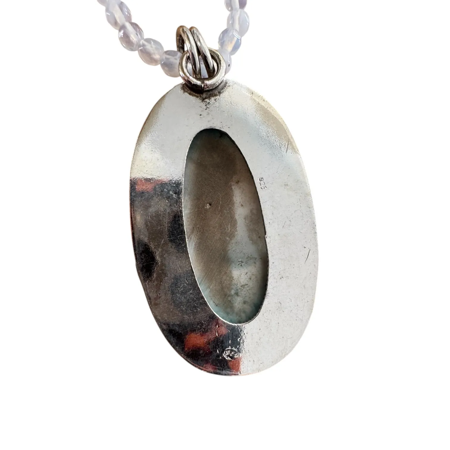 Caribbean Larimar Solid 925 Sterling Silver Pendant Necklace