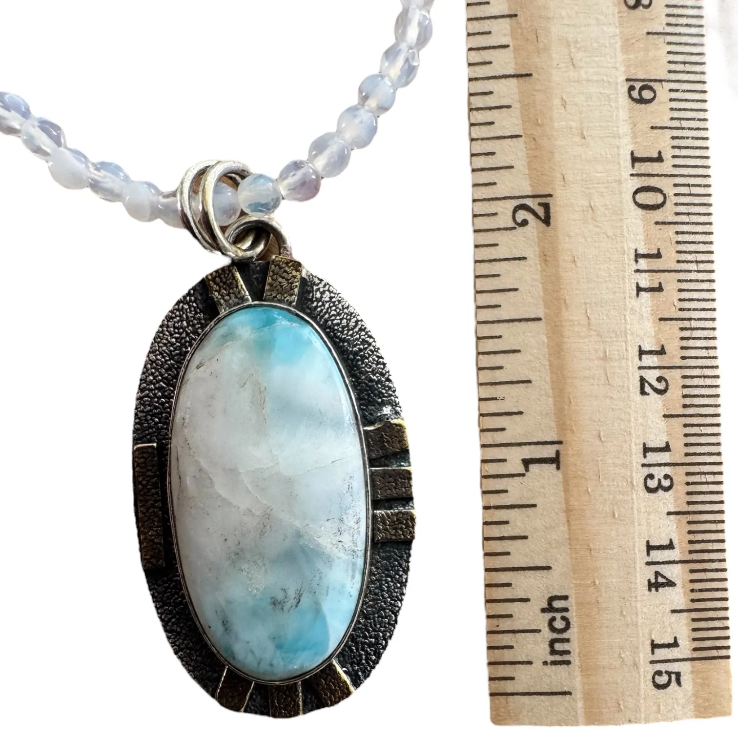 Caribbean Larimar Solid 925 Sterling Silver Pendant Necklace