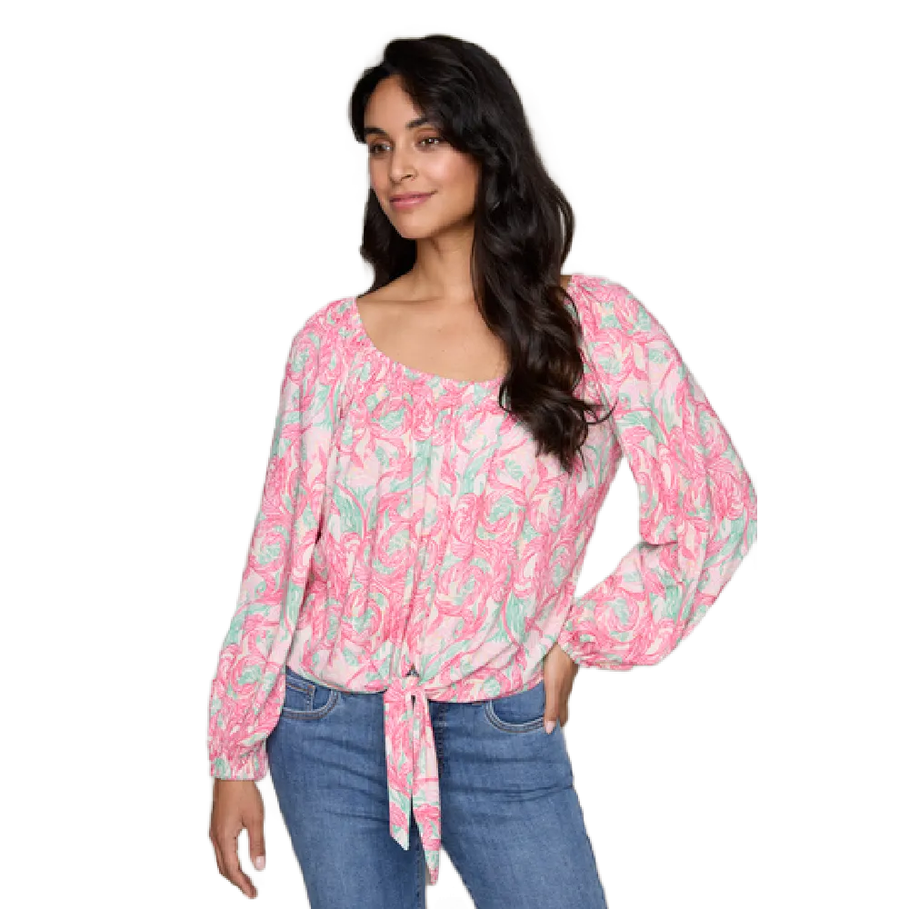 Carre Noir Boho Top Pink Florals