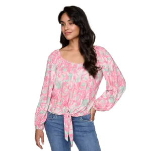 Carre Noir Boho Top Pink Florals