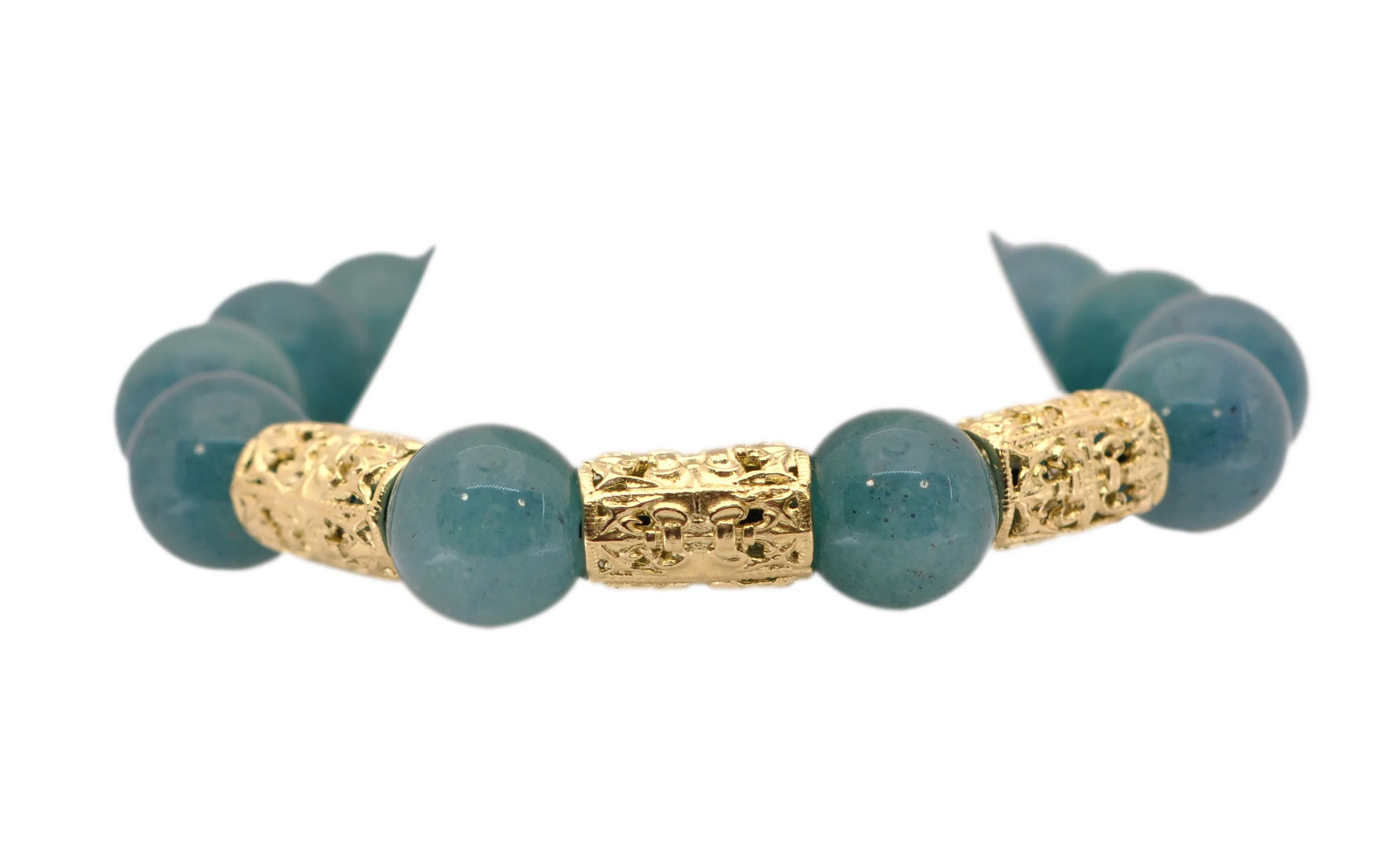CARVED GOLD AND AVENTURINE PULL BRACELET