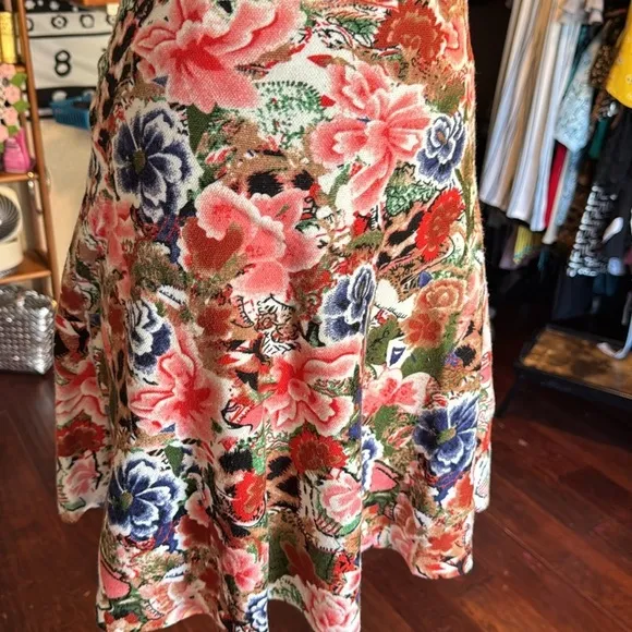 Catherine Malandrino skirt fit &amp; flare colorful floral elastic waistband sz xl