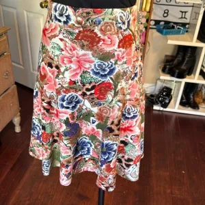 Catherine Malandrino skirt fit &amp; flare colorful floral elastic waistband sz xl