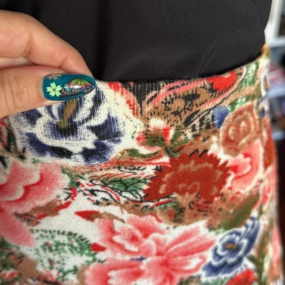 Catherine Malandrino skirt fit &amp; flare colorful floral elastic waistband sz xl