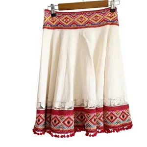 Cecilia Prado Tassel Fit &amp; Flare Skirt Medium Red NWT