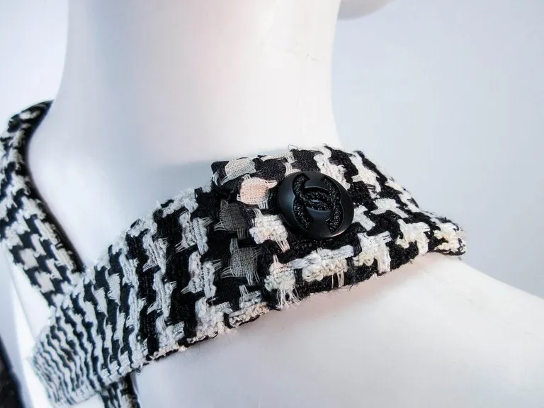 CHANEL Black and White Tweed Criss Cross Back Dress Size 36