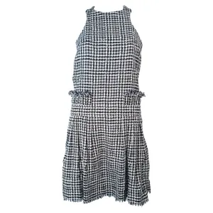 CHANEL Black and White Tweed Criss Cross Back Dress Size 36