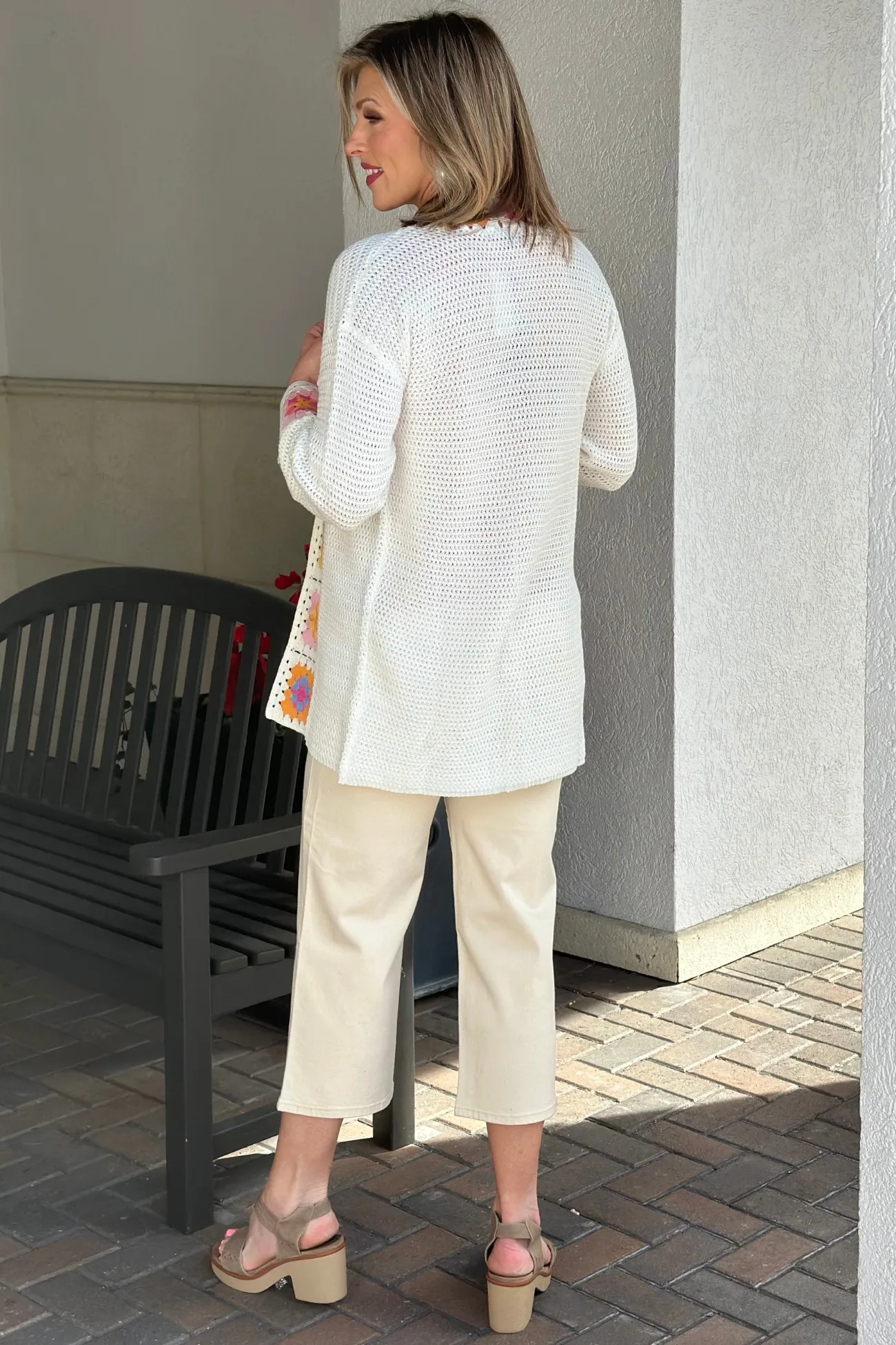 Charlie B Time Again Natural Crochet Border Cardigan
