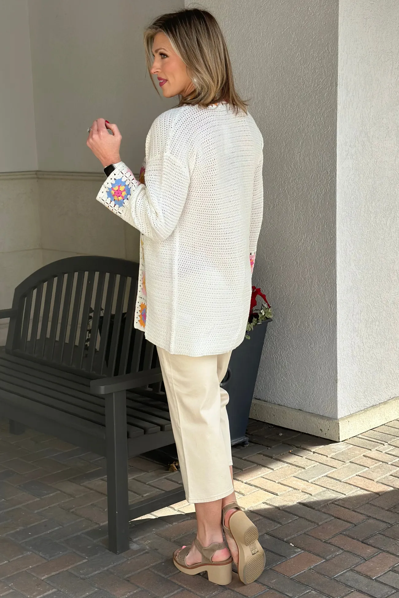 Charlie B Time Again Natural Crochet Border Cardigan