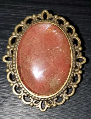 Cherry Quartz Brooch