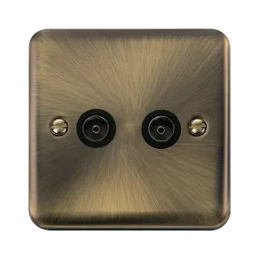 Click Deco Plus DPAB066BK Twin Co-Axial Outlet (Non-Isolated) - Antique Brass (Black)