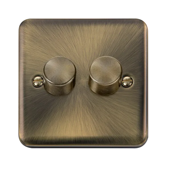 Click Deco Plus DPAB162 2-Gang 2-Way 100W LED Dimmer Switch - Antique Brass