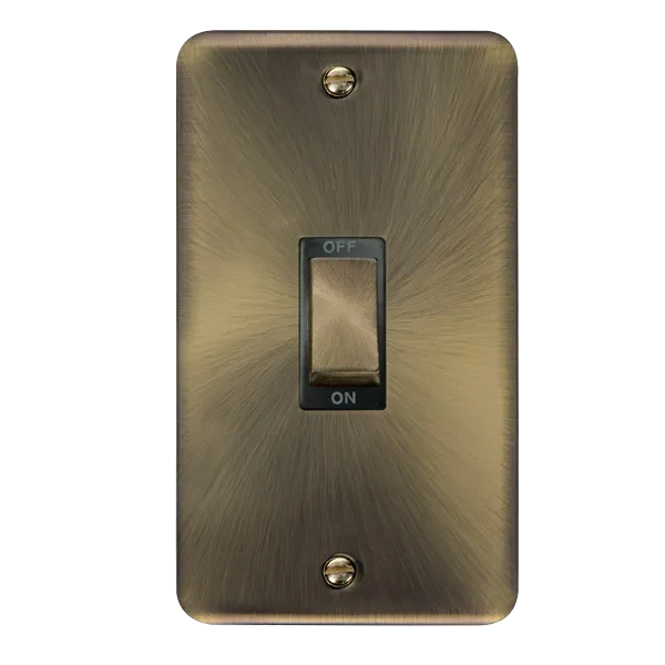 Click Deco Plus DPAB502BK 45A Ingot 2G Double Pole Switch (Vertical) - Antique Brass (Black)