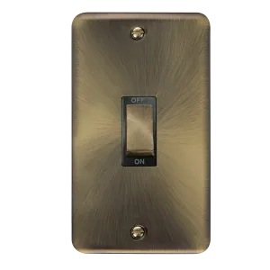 Click Deco Plus DPAB502BK 45A Ingot 2G Double Pole Switch (Vertical) - Antique Brass (Black)