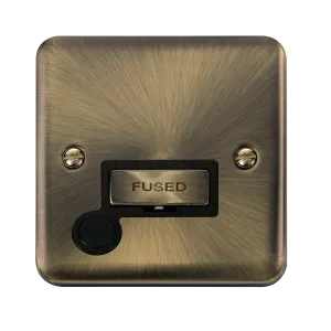 Click Deco Plus DPAB550BK 13A Ingot Fused Spur   Flex Outlet - Antique Brass (Black)