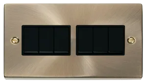 Click Deco VPAB105BK Victorian 10AX 6-Gang 2-Way Plate Switch - Antique Brass (Black)