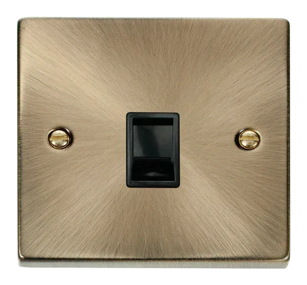 Click Deco VPAB115BK Victorian Single RJ11 (Irish/US) Outlet - Antique Brass (Black)