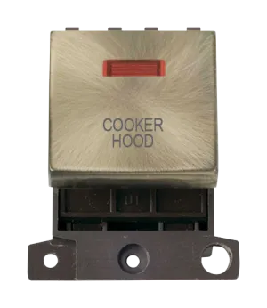 Click MiniGrid MD023AB-CH 20A DP Ingot Switch   Neon "Cooker Hood" - Antique Brass