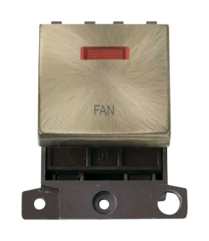 Click MiniGrid MD023AB-FN 20A DP Ingot Switch   Neon "Fan" - Antique Brass
