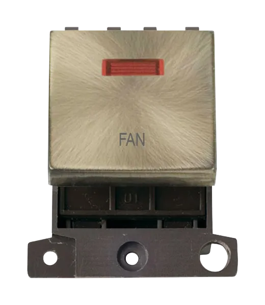 Click MiniGrid MD023AB-FN 20A DP Ingot Switch   Neon "Fan" - Antique Brass