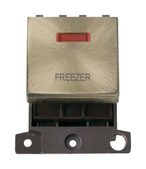 Click MiniGrid MD023AB-FZ 20A DP Ingot Switch   Neon "Freezer" - Antique Brass