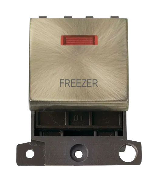 Click MiniGrid MD023AB-FZ 20A DP Ingot Switch   Neon "Freezer" - Antique Brass