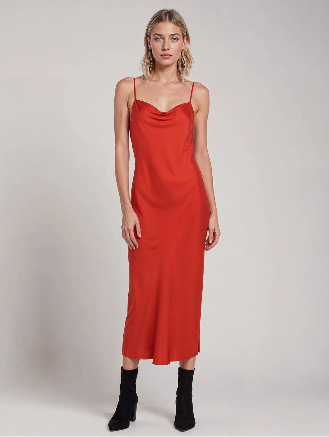 Cowl Neck Satin TENCEL™ Midi Dress | Multiple Colours