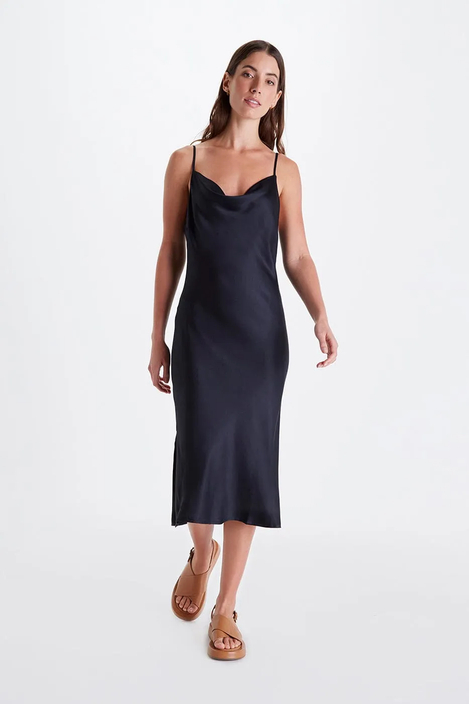 Cowl Neck Satin TENCEL™ Midi Dress | Multiple Colours