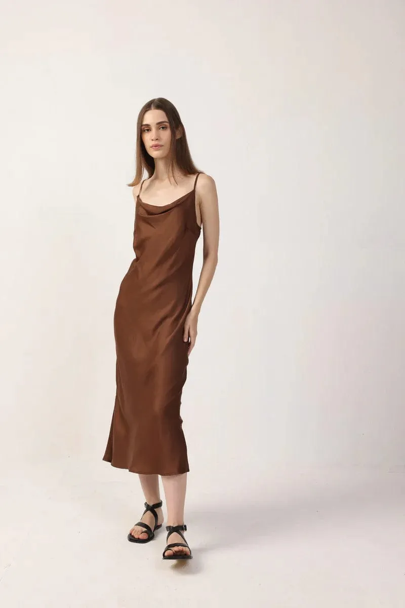 Cowl Neck Satin TENCEL™ Midi Dress | Multiple Colours